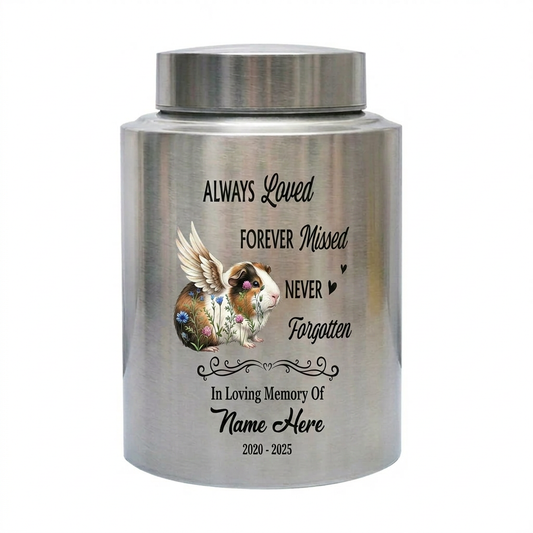 Personalized Guinea Pig Hamster UV Printed Urn for Small Pet Ashes, Custom Always Loved Forever Missed Quote, 4 Colors 2 Sizes, Memorial Keepsake Urn, Memorial Gift, In Loving Memory - Image 2