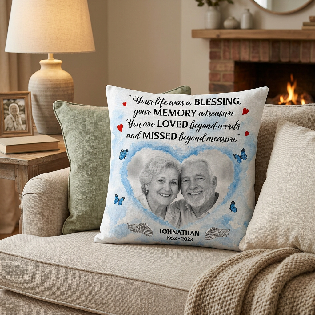Personalized Memorial Photo Pillow When You Miss Me Hug This Sympathy Gift for Family - Image 2