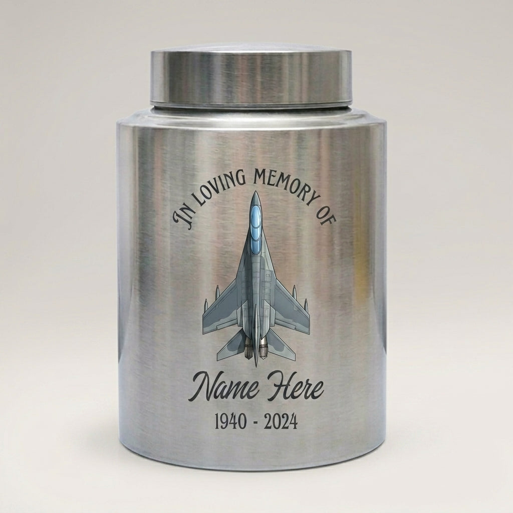 Personalized Veterans Military Soldier Stainless Steel Large Cremation Urn for Human Ashes, Custom Army Navy Air Force Tribute, Memorial Keepsake Urn, Memorial Gift, In Loving Memory - Image 2