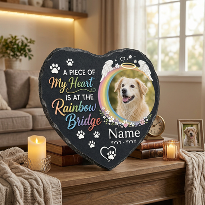 Personalized Rainbow Bridge Pet Memorial Garden Stone with Photo, Dog Loss Gift - Image 2