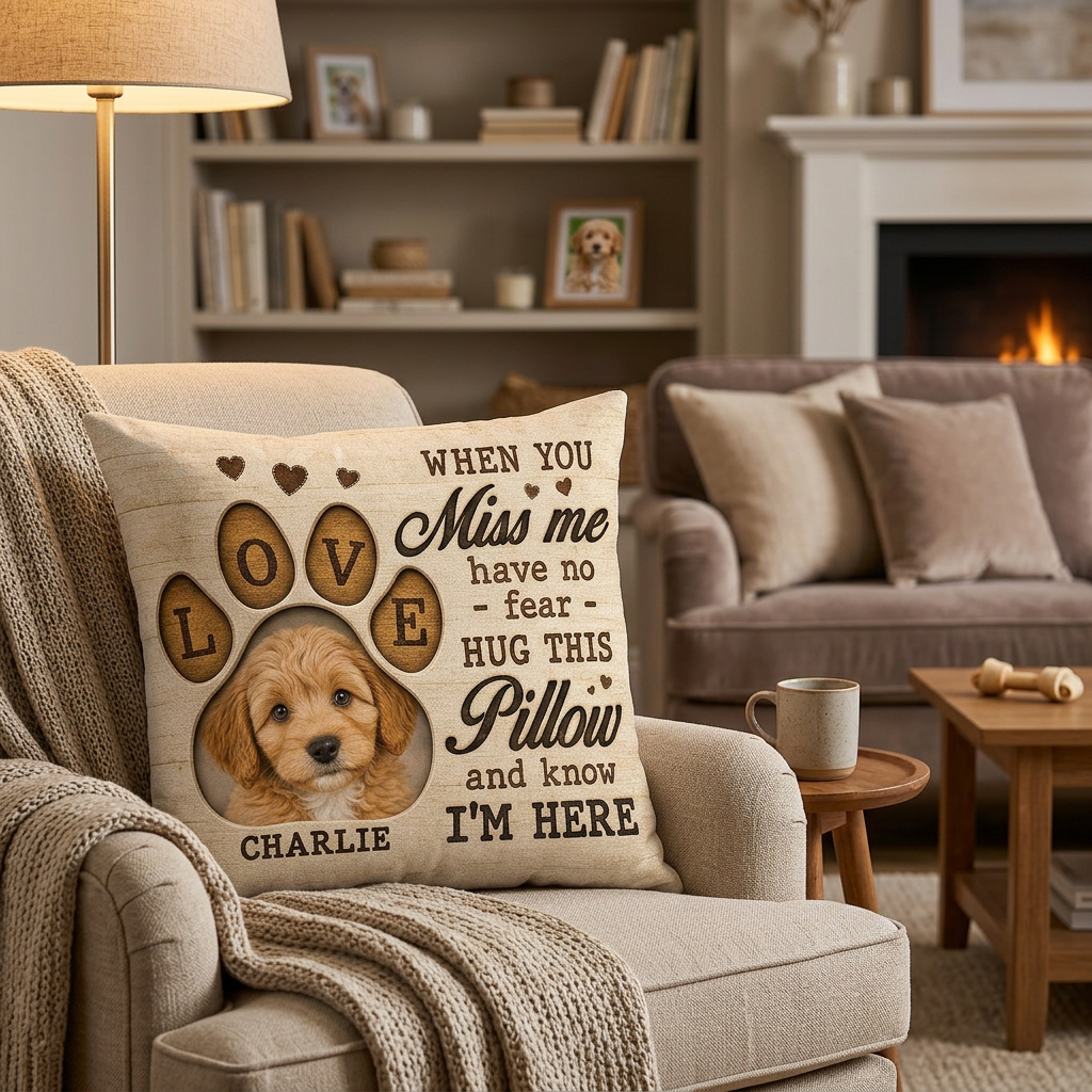 Personalized Pet Memorial Photo Pillow, Hug This Pillow And Know I'm Here, Dog Loss Sympathy Gift - Image 2