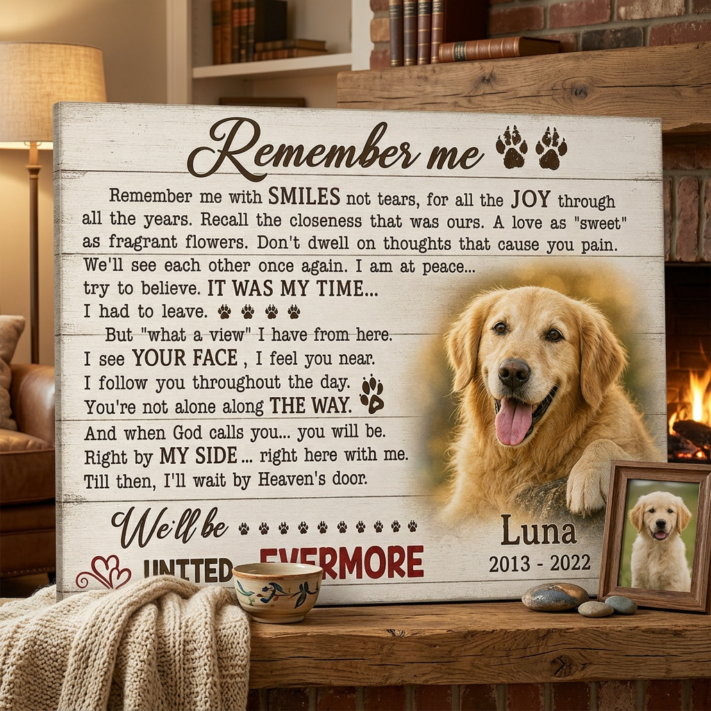 Personalized Dog Memorial Photo Canvas Print, Pet Loss Sympathy Gift, Remember Me Wall Sign - Image 2