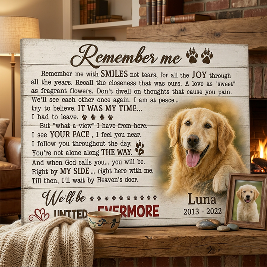Personalized Dog Memorial Photo Canvas Print, Pet Loss Sympathy Gift, Remember Me Wall Sign - Image 2