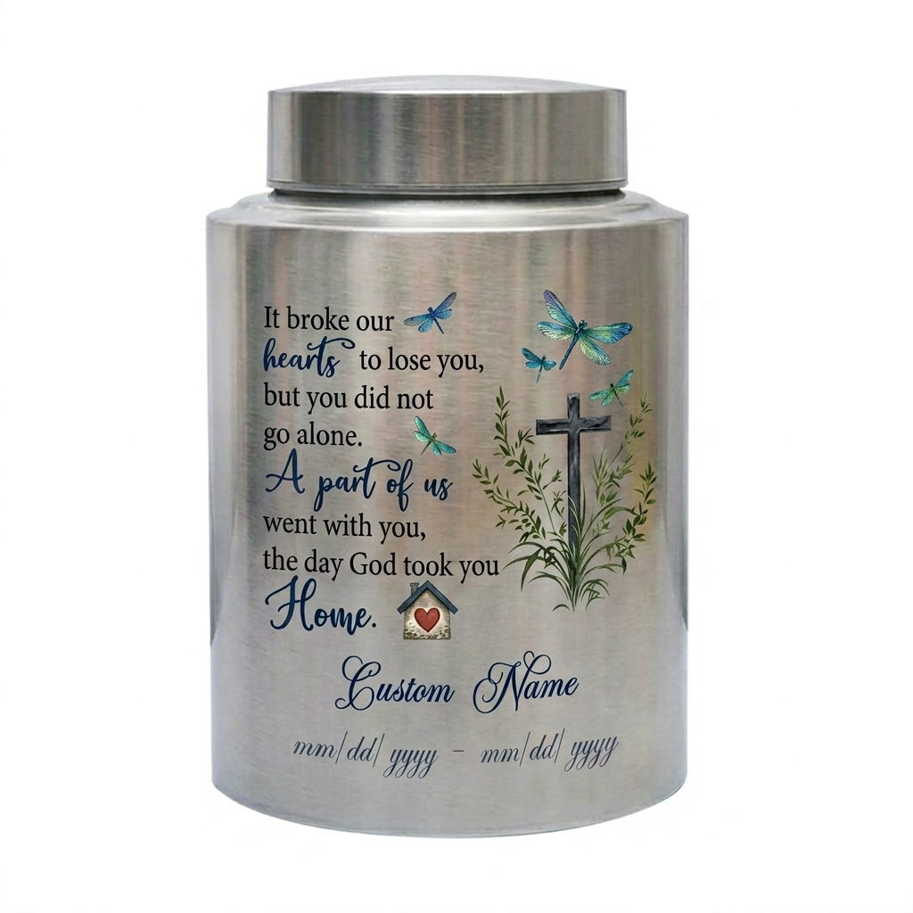 Personalized Dragonfly Stainless Steel Cremation Urn for Loss of Loved One Mother Father, Bereavement Ash Holder Small and Large Sizes, Memorial Keepsake Urn, Memorial Gift, In Loving Memory - Image 2
