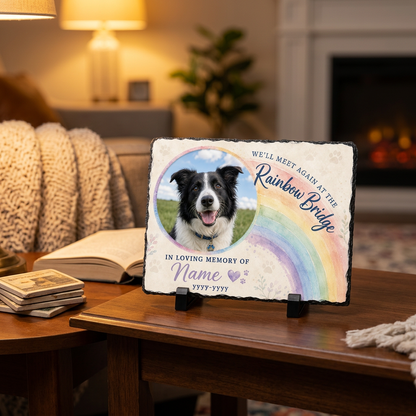 Personalized Dog Memorial Slate Garden Stone – Rainbow Bridge Pet Loss Gift - Image 2
