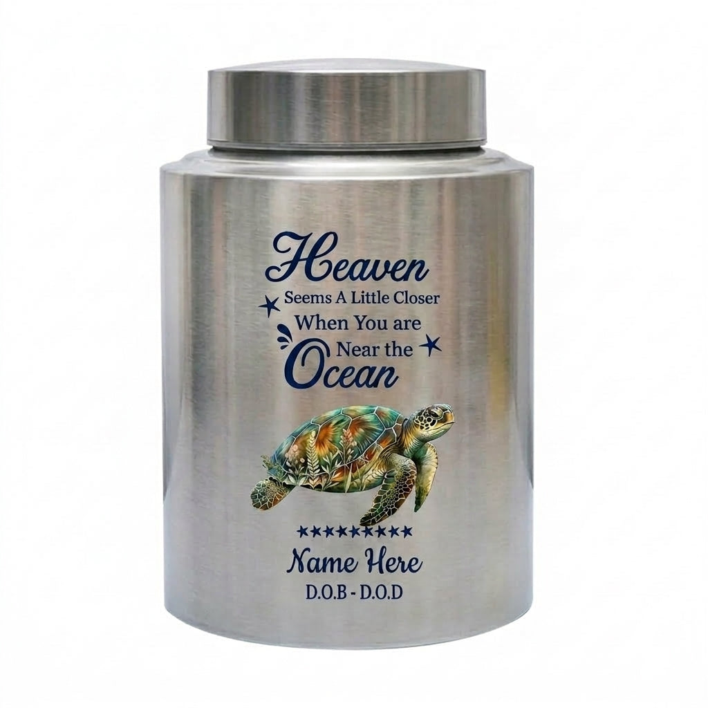 Personalized Sea Turtle Tortoise Ocean Theme Stainless Steel Large Urn for Human Ashes Pet Loss Sympathy Gift Custom Printed Home Decor Memorial Keepsake Urn, Memorial Gift, In Loving Memory - Image 2