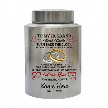 Personalized Interlocked Wedding Rings Couple In Heaven UV Printed Urn For Loss Of Husband Sympathy Bereavement Gifts For Widow Two Sizes Memorial Keepsake Urn, Memorial Gift, In Loving Memory - Image 2