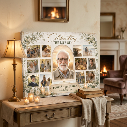 Personalized Memorial Photo Collage Wall Canvas Celebration of Life Sympathy Keepsake Remembrance Gift - Image 2