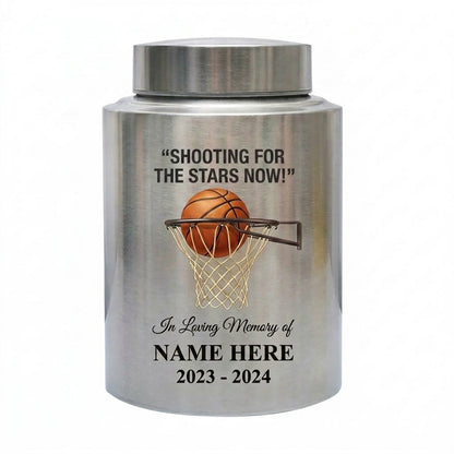Personalized Basketball Stainless Steel UV Printed Urn for Human Ashes, Sports Fan Player Loss Tribute, Shooting For The Stars Now Large Custom Memorial Keepsake Urn, Memorial Gift, In Loving Memory - Image 2