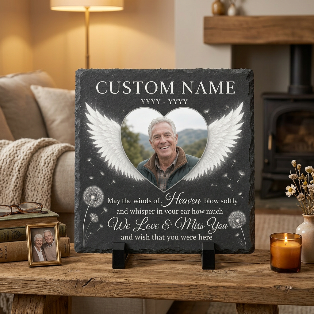 Personalized Memorial Garden Stone Slate Plaque with Photo – Gift for Loss of Loved One - Image 2