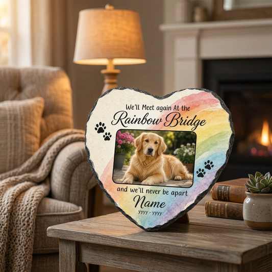 Personalized Dog Memorial Garden Stone, Pet Loss Gift, Rainbow Bridge Slate - Image 2