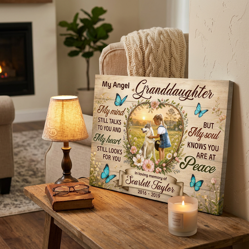 Personalized Loss of Granddaughter Memorial Canvas Wall Art Sympathy Gift - Image 2