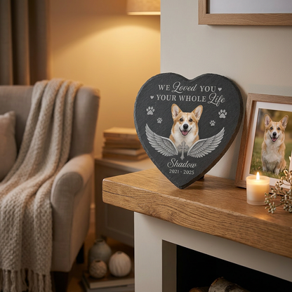 Personalized Pet Memorial Heart Shaped Garden Stone with Photo – Dog Loss Gift - Image 2