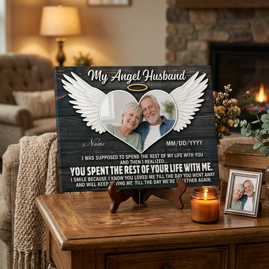 Personalized My Angel Husband Memorial Wall Canvas Gift for Loss of Husband Remembrance - Image 2