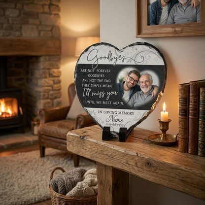 Personalized Heart-Shaped Memorial Slate with Photo – In Loving Memory Gift - Image 2