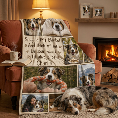 Personalized Pet Memorial Photo Collage Fleece Blanket - Dog Loss Sympathy Gift for Owners - Image 2