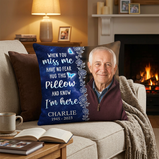 Personalized Photo Memorial Pillow - Hug This and Know I'm Here Sympathy Remembrance Gift - Image 2