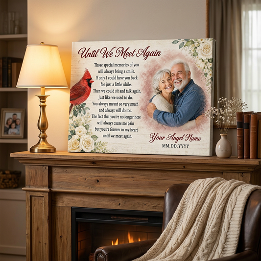 Personalized Memorial Canvas Wall Art With Photo Cardinal Until We Meet Again Sympathy Gift - Image 2