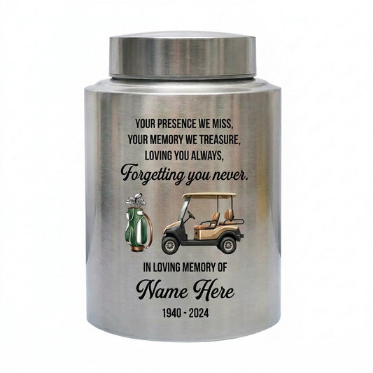 Personalized Golf Players Custom Stainless Steel UV Print Sports Fan Golfer Tribute For Adult Men Women Ashes Large & Small Memorial Keepsake Urn, Memorial Gift, In Loving Memory - Image 2