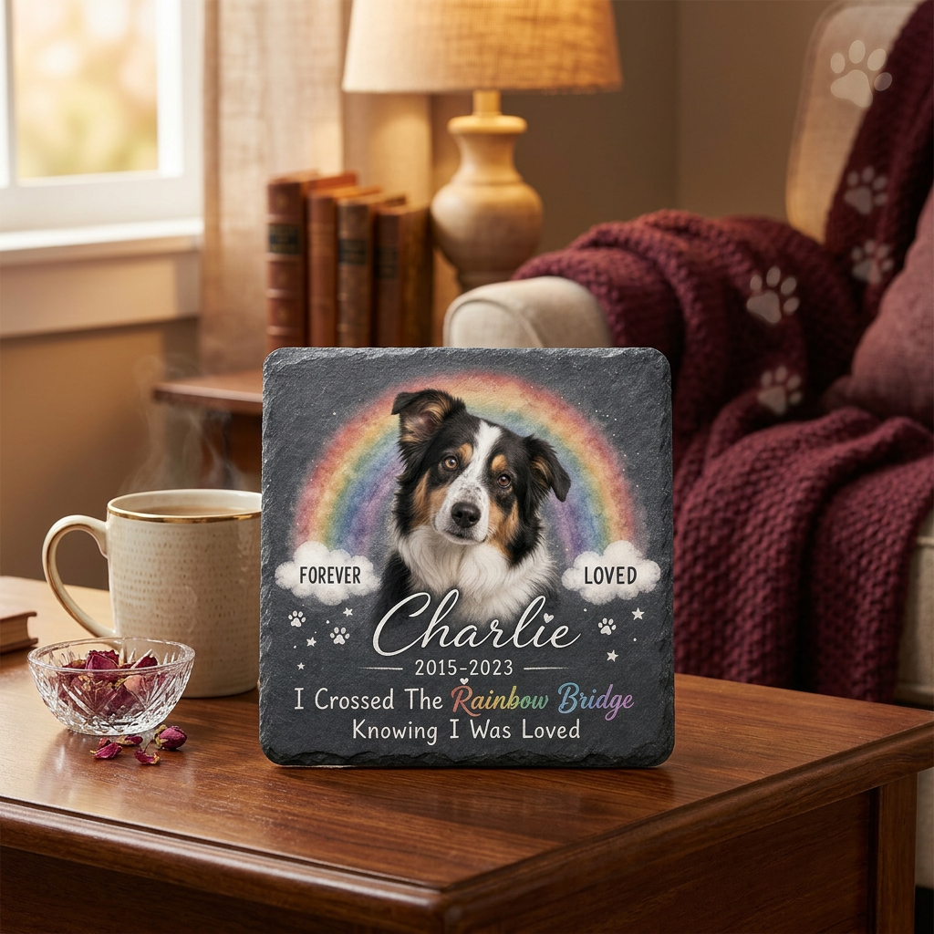 Personalized Dog Memorial Garden Stone – Rainbow Bridge Pet Loss Sympathy Gift - Image 2