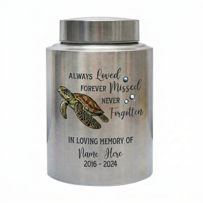 Personalized Sea Turtle Ocean Animal UV Print Custom Urn for Pet Ashes Loved One Loss Bereavement Condolence Present Decorative Metal Display Memorial Keepsake Urn, Memorial Gift, In Loving Memory - Image 2