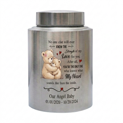 Personalized Angel Baby Infant Loss Stainless Steel Urn for Human Ashes Child Bereavement Miscarriage Grief Custom Heart Quote Small Large Memorial Keepsake Urn, Memorial Gift, In Loving Memory - Image 2
