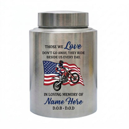 Personalized Motorcycle Riding in Heaven Stainless Steel Urn for Dad Husband Adult Male Biker Bereavement Custom UV Print 2 Sizes Memorial Keepsake Urn, Memorial Gift, In Loving Memory - Image 2