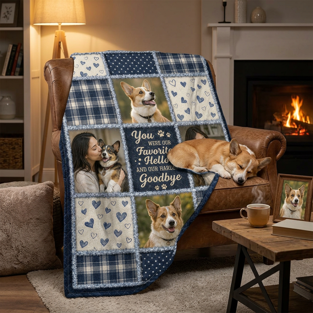 Personalized Pet Memorial Photo Fleece Blanket - Dog Loss Remembrance Sympathy Gift for Pet Owners - Image 2