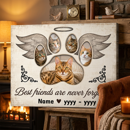 Personalized Cat Memorial Photo Collage Canvas Wall Art – Custom Pet Loss Gift - Image 2