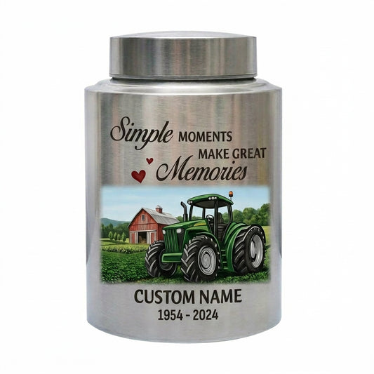 Personalized Farmer Memorial Urn For Human Ashes Simple Moments Make Great Memories Custom Name Loss Of Loved One Small Large Decorative Memorial Keepsake Urn, Memorial Gift, In Loving Memory - Image 2