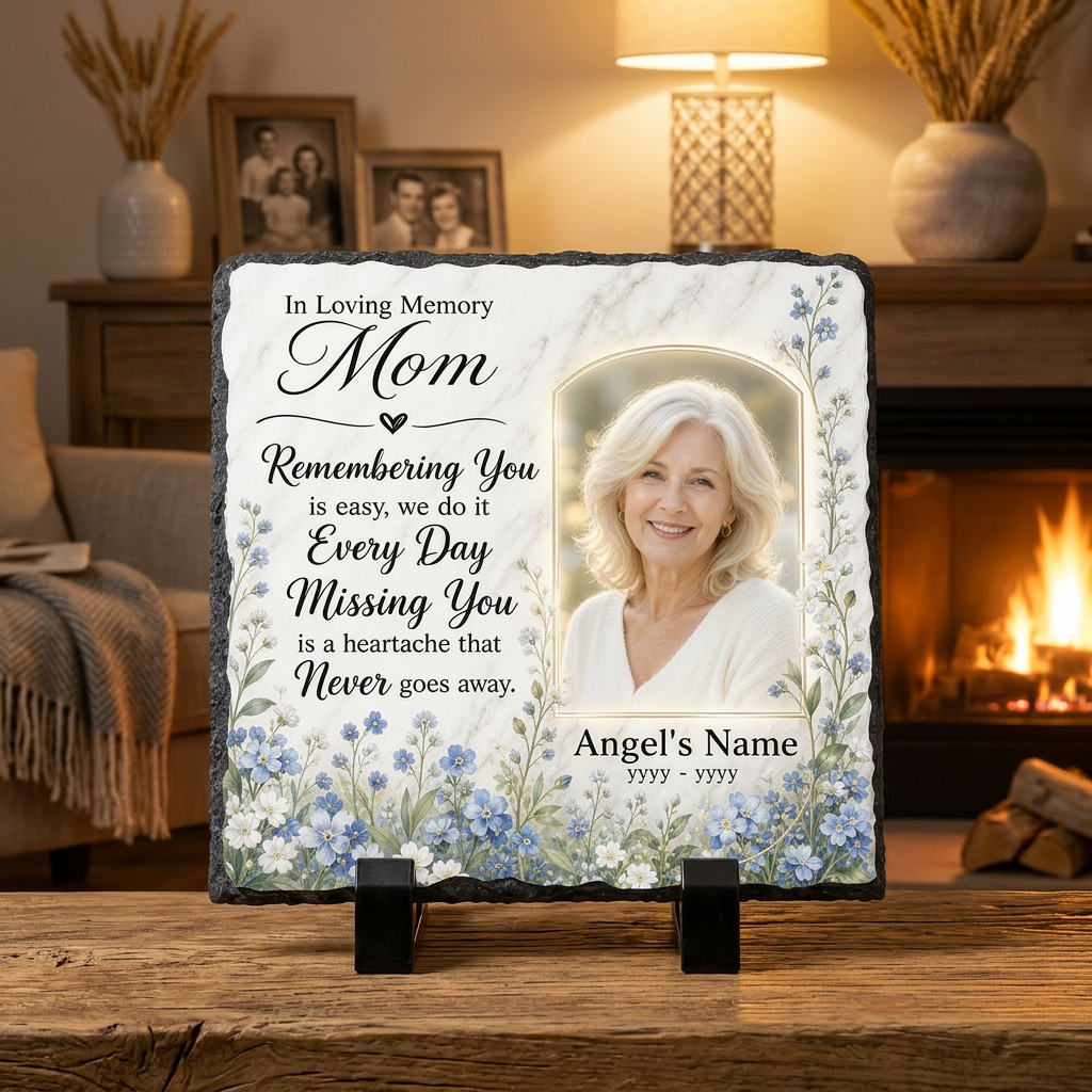 Personalized Mom Memorial Slate Garden Stone With Photo for Loss of Mom Gift - Image 2