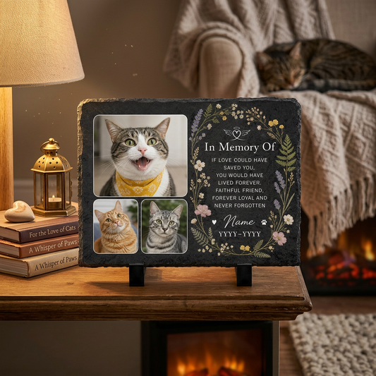 Personalized Cat Memorial Garden Stone Custom Photo Slate Pet Sympathy Gift - Image 2