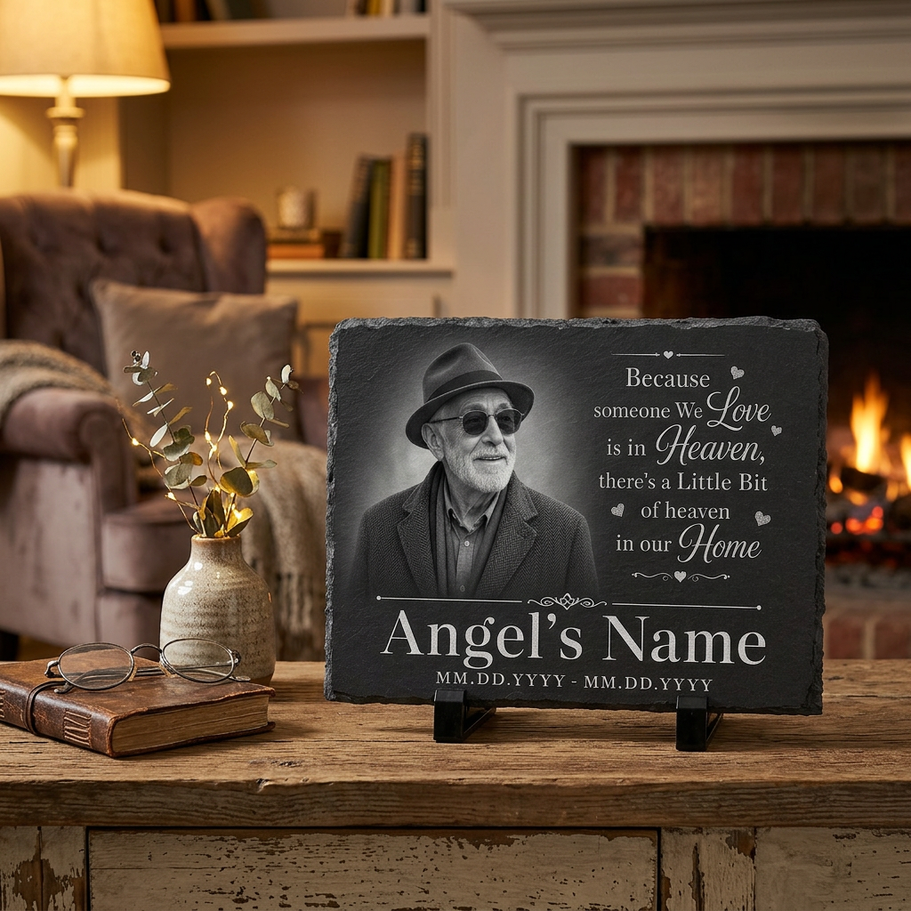 Personalized Memorial Slate Stone Plaque with Photo – Custom Sympathy Gift for Loved One - Image 2