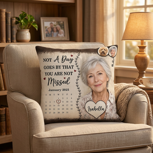 Personalized Memorial Photo Pillow Calendar Date Remembrance Gift for Loss of Loved One - Image 2