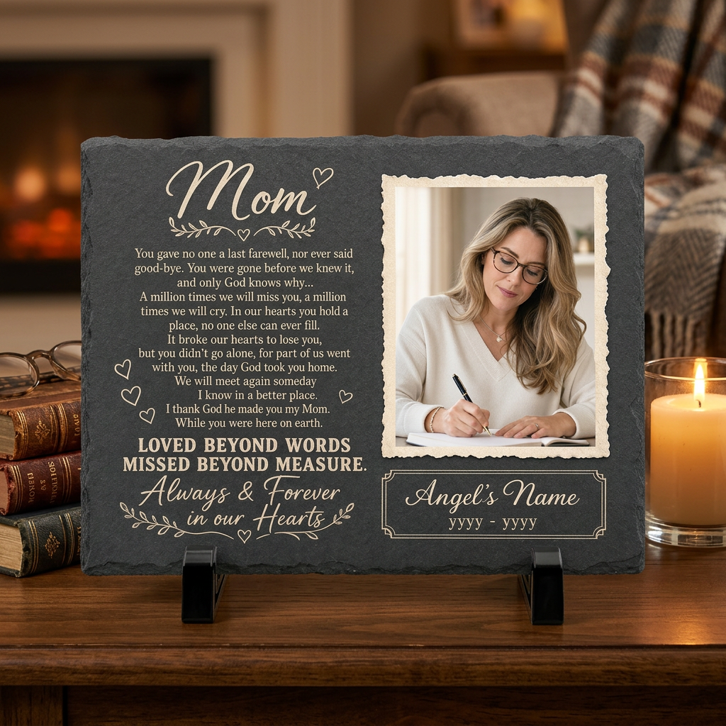 Personalized Mom Memorial Garden Stone – Rectangle Slate Gift for Loss of Mother - Image 2