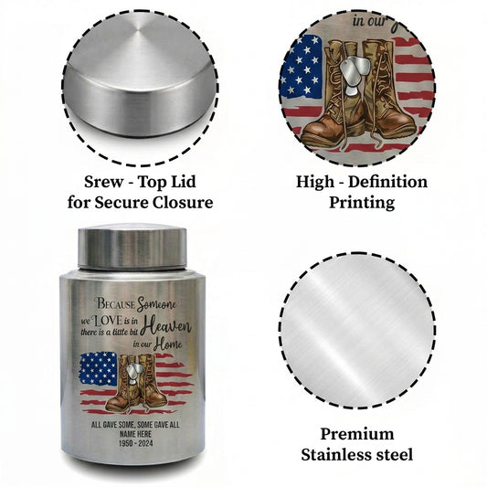 Veterans Memorial Mini Urn - Side View