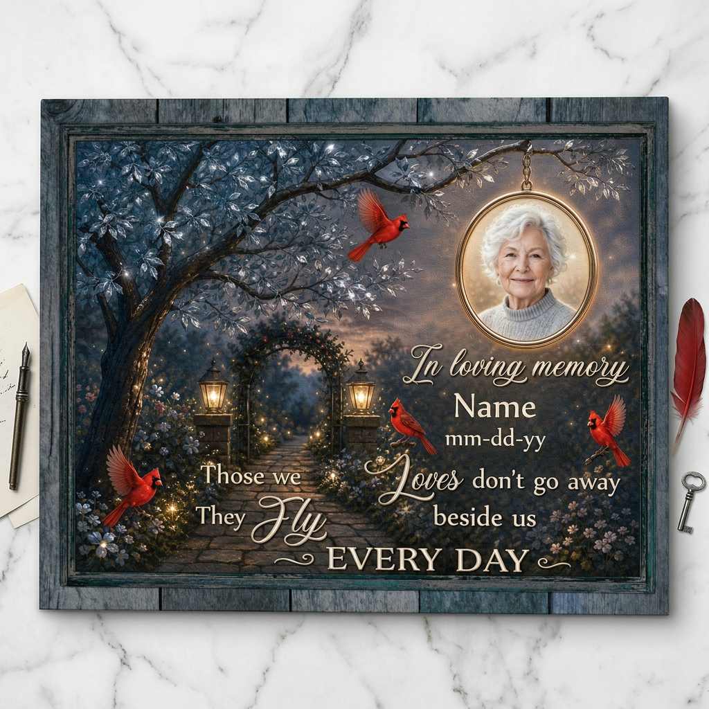 Personalized Cardinal Memorial Wall Canvas Sympathy Gift for Loss of Loved One - Image 3