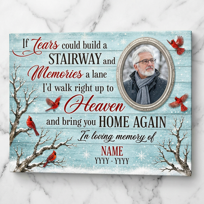 Personalized Memorial Cardinal Wall Canvas Stairway to Heaven Sympathy Gift for Loss of Loved One - Image 3