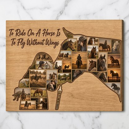 Personalized Horse Photo Collage Canvas Wall Art Custom Equestrian Gift for Horse Lovers - Image 3