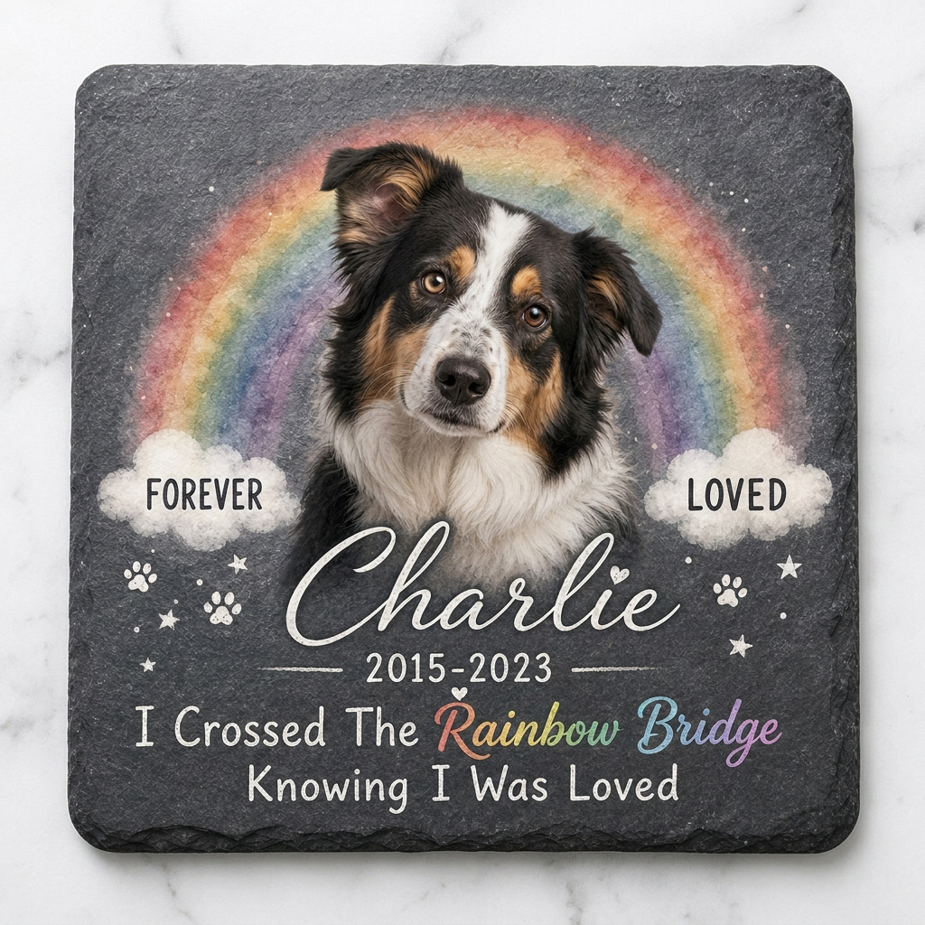 Personalized Dog Memorial Garden Stone – Rainbow Bridge Pet Loss Sympathy Gift - Image 3