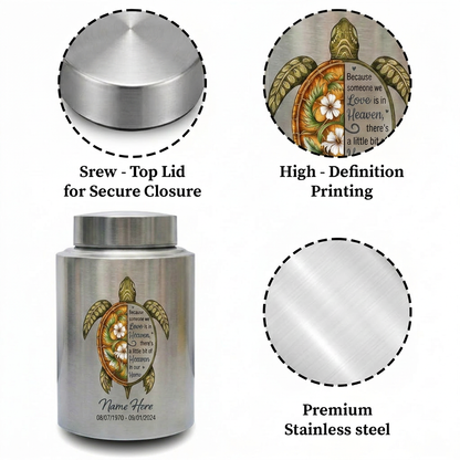 Personalized Sea Turtle Tortoise Poem Stainless Steel Cremation Urn for Human Ashes Loss of Mother Father Pet Bereavement Condolence Large Memorial Keepsake Urn, Memorial Gift, In Loving Memory - Image 3