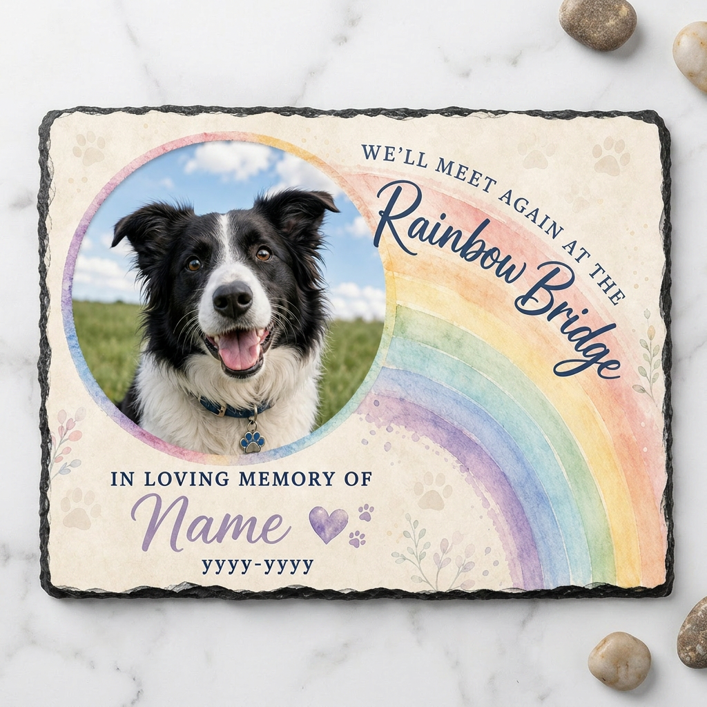 Personalized Dog Memorial Slate Garden Stone – Rainbow Bridge Pet Loss Gift - Image 3