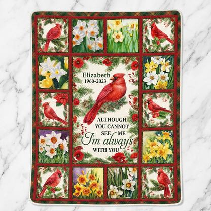 Personalized Cardinal Memorial Fleece Blanket - Sympathy Gift for Loss of a Loved One - Image 3