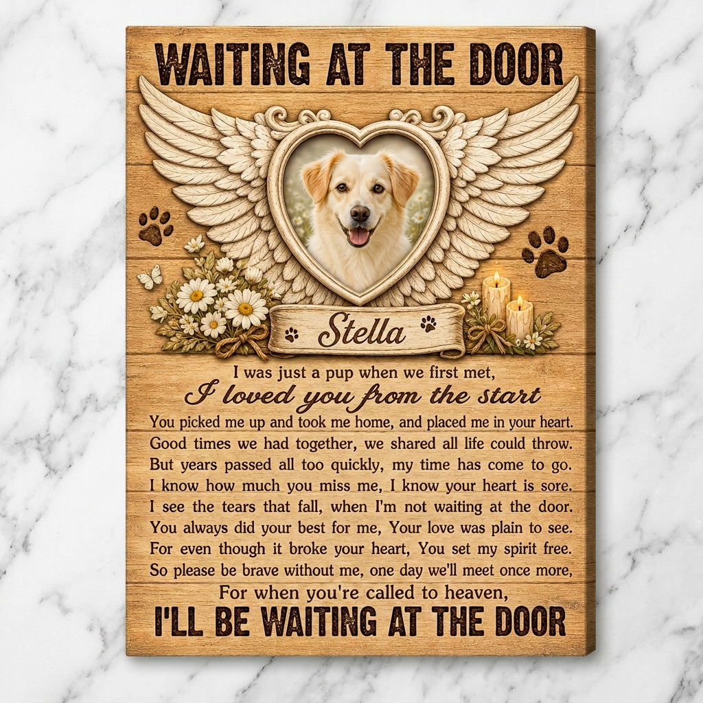 Personalized Pet Memorial Angel Wings Photo Wall Canvas - Dog Loss Remembrance Gift - Image 3