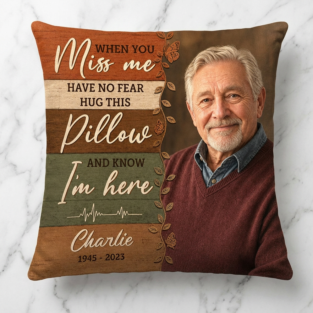 Personalized Memorial Photo Pillow - Custom Sympathy Keepsake for Loss of Father or Husband - Image 3