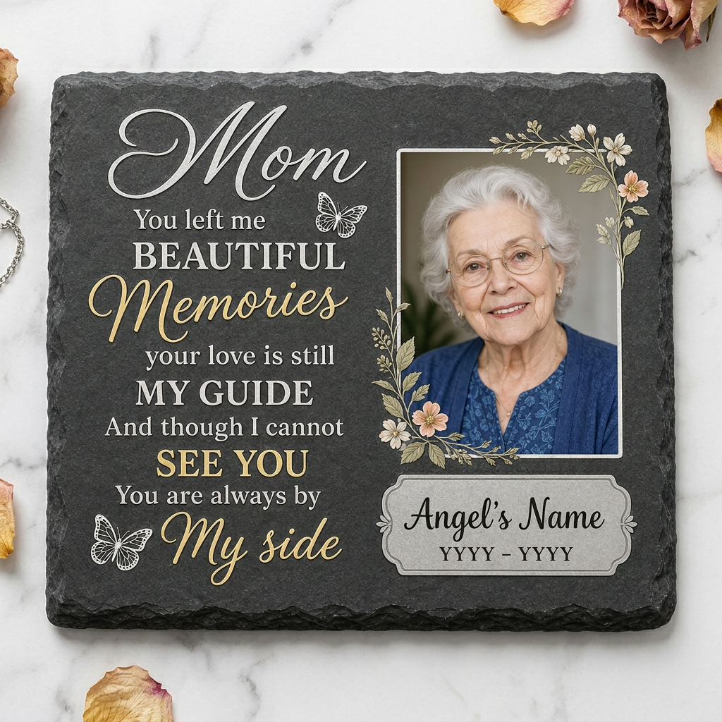 Personalized Mom Memorial Garden Stone with Photo, Sympathy Gift Loss of Mother - Image 3
