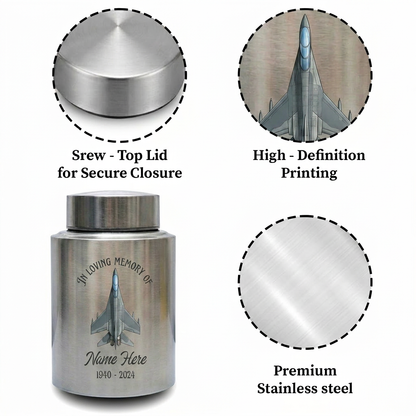 Personalized Veterans Military Soldier Stainless Steel Large Cremation Urn for Human Ashes, Custom Army Navy Air Force Tribute, Memorial Keepsake Urn, Memorial Gift, In Loving Memory - Image 3
