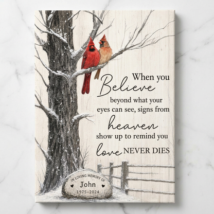 Personalized Cardinal Memorial Canvas Wall Art, Sympathy Gift for Loss of Loved One - Image 3