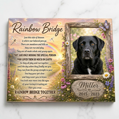 Personalized Dog Memorial Rainbow Bridge Wall Canvas - Custom Pet Photo Remembrance Gift - Image 3