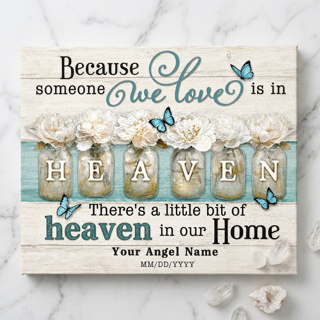 Personalized Memorial Angel Heaven Canvas Wall Art – Custom Name & Years - Image 3